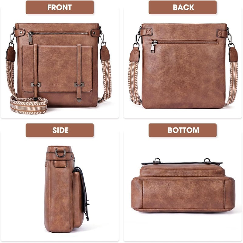 Roulens Crossbody Bags for Women,Multi Pocket Crossbody Purses Vegan Leather Shoulder Handbags Travel Purse Adjustable Strap - Image 4